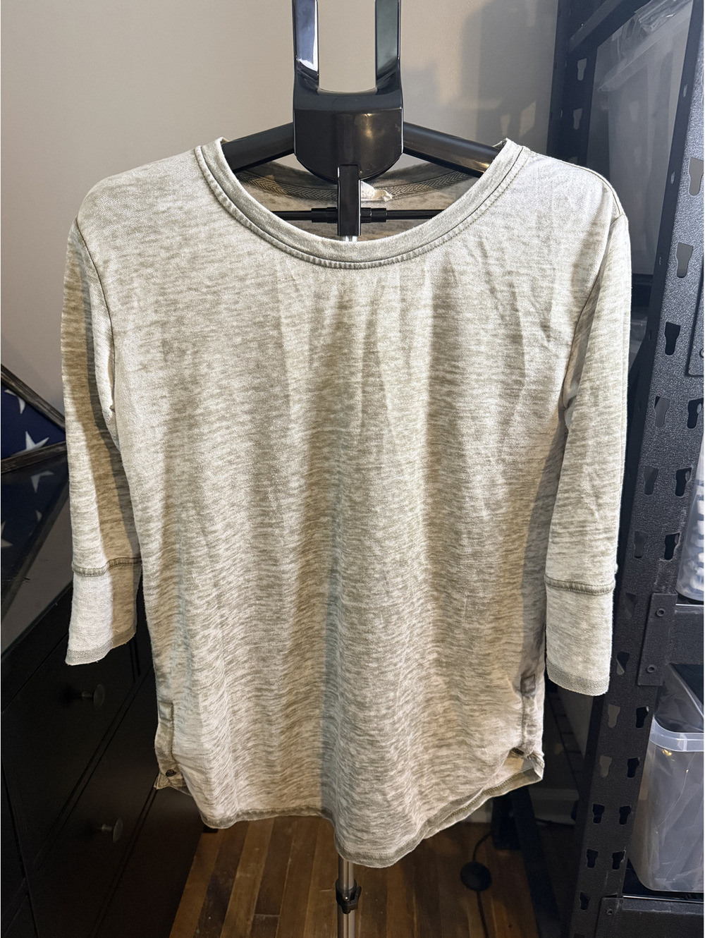 Jane and Delancey Medium Gray Washed 3/4 Sleeve Button Cuff Top